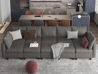 EASE MOOSE Faux Leather Modular Sectional Sleeper Sofa with Storage, Large Faux Leather sectional Modular Sofa Couch Sectional Sleeper Couch