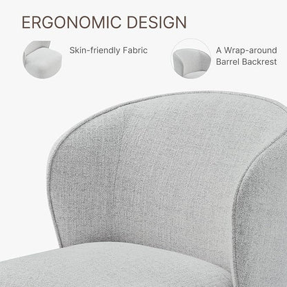 KISLOT Upholstered Dining Chairs with Wheels, No Assembly Stain Resistant Fabric Modern Barrel Armchair with Casters, Dining Room Chairs for Kitchen Living Room Bedroom, Light Grey, Set of 2