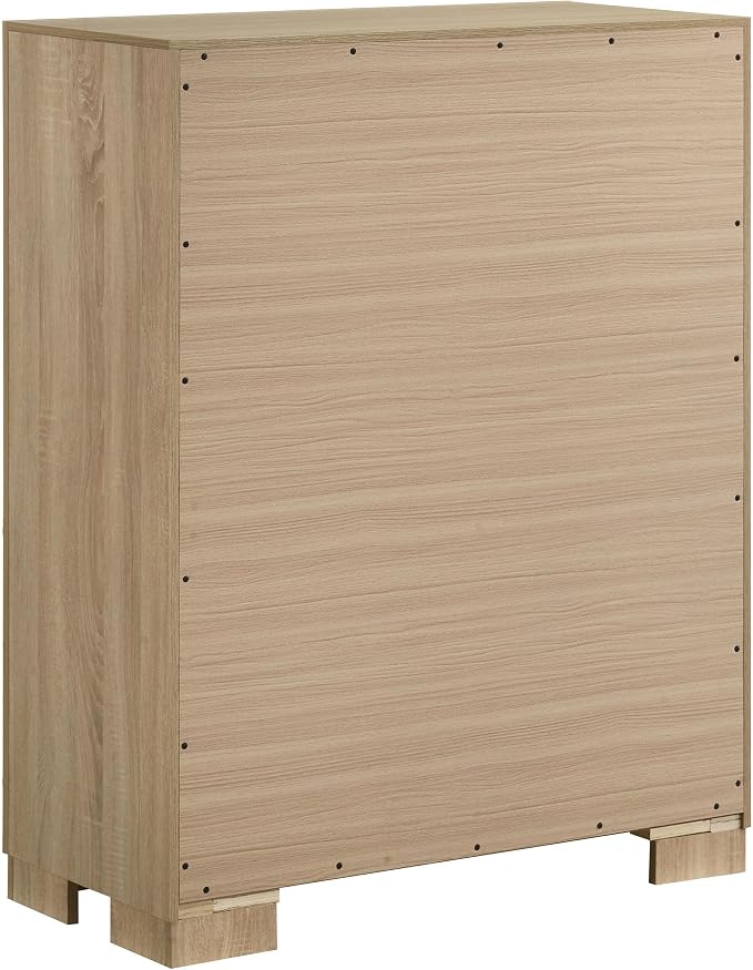 Coaster Home Furnishings - Arielle - Wood - 5-Piece Bedroom Set with Storage Bed, Channel-Tufted Headboard, Bookcase Panels and Transitional Style - Bedroom - Queen Size - Light Oak - 223111Q-S5