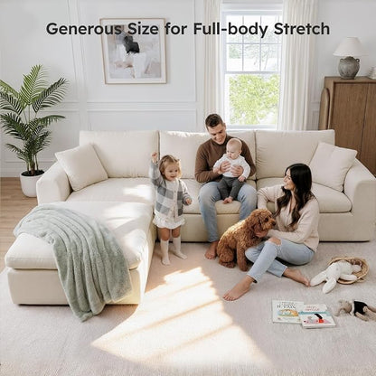 Oversized Modular Sectional Sofa, Boneless Cloud Couch with L-Shaped Chaise, Upholstered Deep Seat Comfy Couch for Living Room, No Assembly | for Living Room
