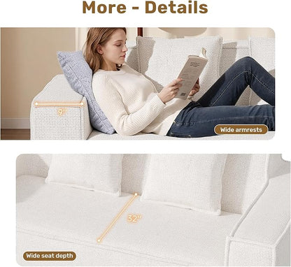 Luxanimarion 77'' Modern Small Loveseat, No Assembly Required Cloud Sofa Cloud Sofa Boneless Couches with 2 pcs Pillows for Living Room, Apartment(Polar Fleece-Beige)