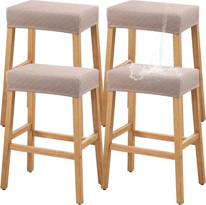 YISUN Stool Covers Rectangle - 4 Pack Stretch Waterproof Saddle Seat Cover Counter Bar Stools Bar Chairs Covers Kitchen Island Chairs Cushion Protector