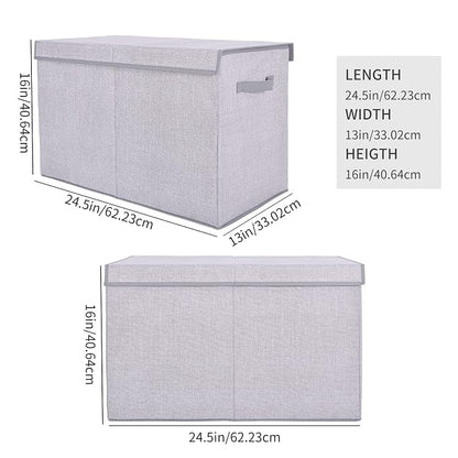 Pantryily Large Toy Box Chest Storage Organizer with Lid,Collapsible Kids Toys Boxes Basket Bins with Sturdy Handles for Boys and Girls, Nursery, Playroom, Closet 25"x13" x16" (Light Grey)