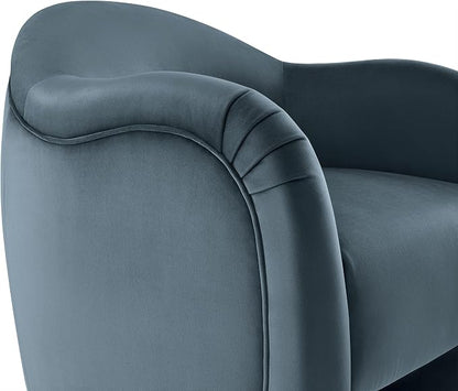 Modway Compose Barrel Chair with Performance Velvet Fabric in Cadet Blue – Upholstered Accent Armchair with Curved Backrest – Cozy Lounge Chair for Reading – Round Comfy Single Sofa Club Chair
