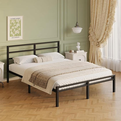 Lutown-Teen 12 Inch Full Size Bed Frame with Headboard and Footboard | Classic Style Metal Platform Bed Frame, Under Bed Storage, No Box Spring Needed, Easy Assembly, Noise Free, Black
