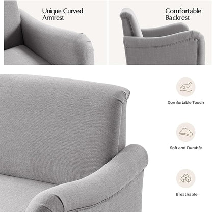 EcoHarbor Living 50.5" Mid-Century Modern Couch, Upholstered Sofa with Armrests, Stripe Mini Loveseat Couches for Small Space, Living Room, Bedroom, Office, Apartment, Grey