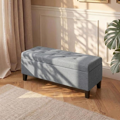 Asense Storage Ottoman Bench, 40 Inches Storage Bench,Foot Rest with Legs,Tufted Ottomans with Safety Hinge,End of Bed Bench for Bedroom,Living Room,Entryway