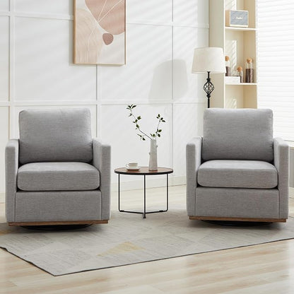 Aoiy & Wifon 30.7" W Swivel Accent Chair Set of 2, Mid Century Modern Swivel Chairs for Living Room, Comfy Small Accent Chair, Wavy Chenille, Light Gray