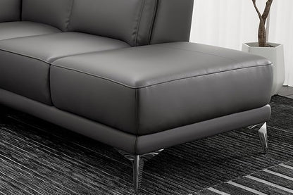 Valencia Pista Geniune Leather Reclining Sectional Sofa with Right Hand Chaise -| Power Recliner Chair, Nappa 11000 Leather | L Shaped Couch for Living Room Furniture, Cloudy Grey