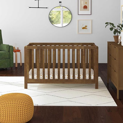 Carter's by Davinci Colby Grow 6-in-1 Convertible Bassinet to Crib in Walnut, Portable Design with Removable Wheels, Wooden Baby Bed w/Four Adjustable Heights | GREENGUARD Gold and FSC Certified