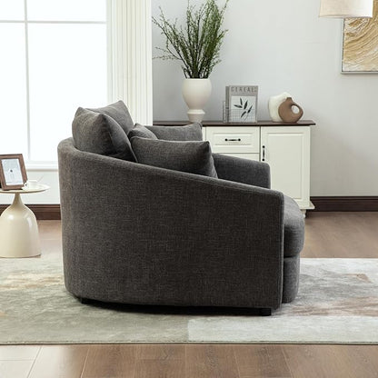 ERYE 56.3" Chenille Upholstered Accent Chair Deep Seat for Living Room Bedroom, Oversized Leisure Cushion Armchair W/ 5 Pillows and Removable Cover for Home Apartment Office