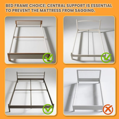 VIPSHOW 7 Inch Twin Metal Box Spring with Round Corners - 3000 lbs Capacity, High Profile Heavy Duty Mattress Foundation with Steel Slats, Noise-Free, Easy Assemble, Black