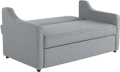 Serta® Corren 68.1" Queen Sized Convertible Sofa, Dream Coil® Comfort, Fingerguard® Pinch Point Protection, Sofa Chenille Fabric, Light Gray