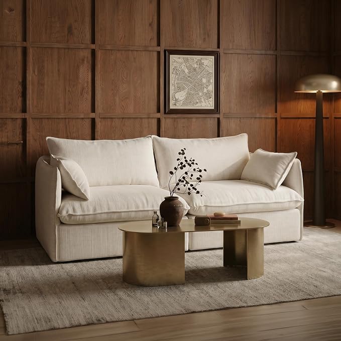 Cloud Loveseat Sofa, Oversized Deep Seat, Linen Blend | Fully Removable Washable Covers, Memory Foam Seat Cushions, Premium Fabric