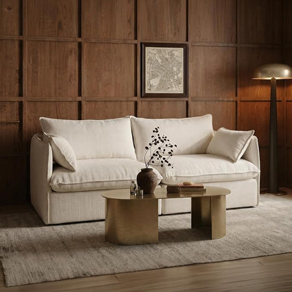 Cloud Loveseat Sofa, Oversized Deep Seat, Linen Blend | Fully Removable Washable Covers, Memory Foam Seat Cushions, Premium Fabric