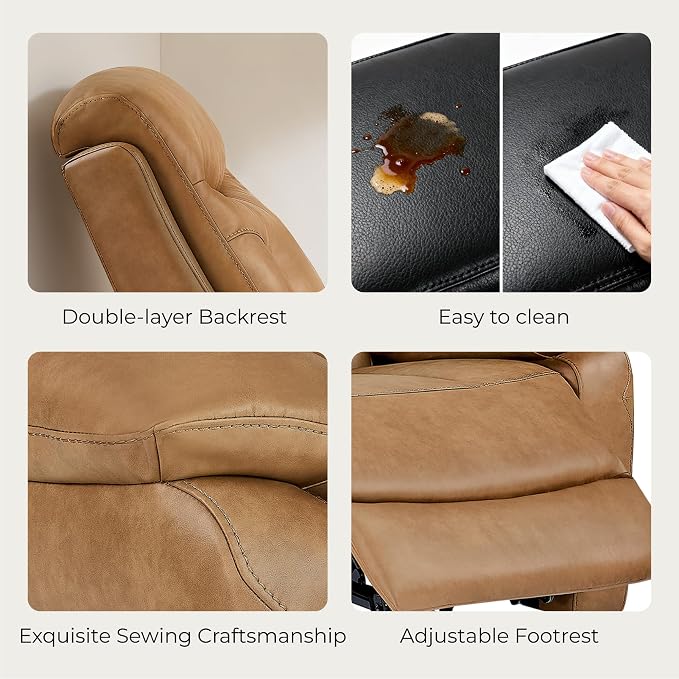 KISLOT Power Recliner Chair Set of 2, Wall Hugger Recliner with Adjustable Headrest and Footrest Dual Motor Electric Faux Leather Reclining Sofa with USB/Type-C Charging for RV Living Room Bedroom