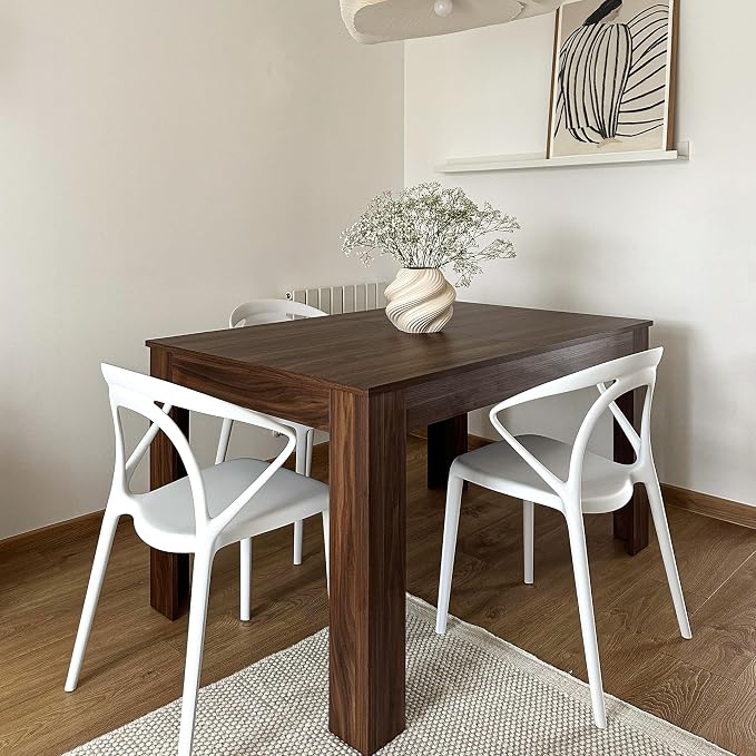 Mobili Fiver, Easy, Extendable Dining Table, 55.1(86.6) x35.4 in, Walnut, for 6-8 People, Expandable Dining Table for Kitchen, Italian Furniture