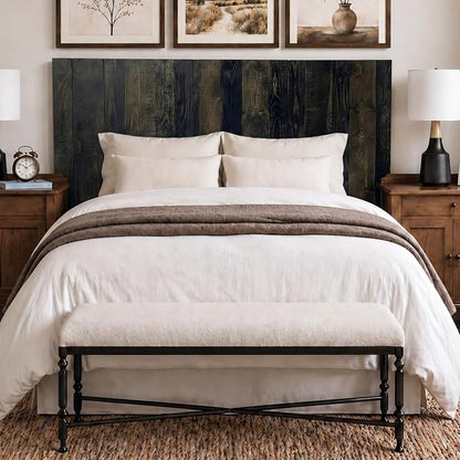 Barn Walls King Size Headboard, Black Barrel Stain | Solid Wood Wall-Mounted Panels, Natural Wood Grain Variation, Rustic Modern Design, Fits King & Adjustable Beds