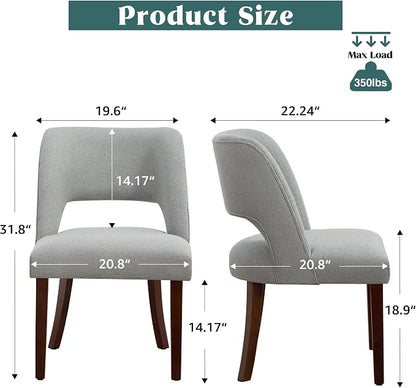 Dining Chairs Set of 2,Modern Dining Room Chairs with Thick Cushions,Upholstered Linen Fabric Kitchen Chairs for Kitchen Dining Room LIGHTGREY