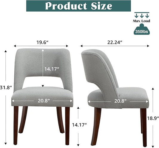 Dining Chairs Set of 6,Modern Dining Room Chairs with Thick Cushions,Upholstered Linen Fabric Kitchen Chairs for Kitchen Dining Room LIGHTGREY