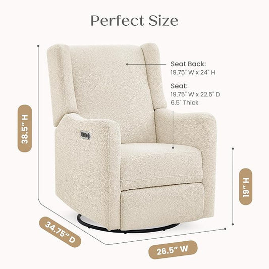 Delta Children Mercer Electronic Power Recliner and Swivel Glider with USB-A and Type-C Ports - Greenguard Gold Certified - Stain-Resistant Performance Fabric is Oeko-TEX Standard 100 Certified, Shell