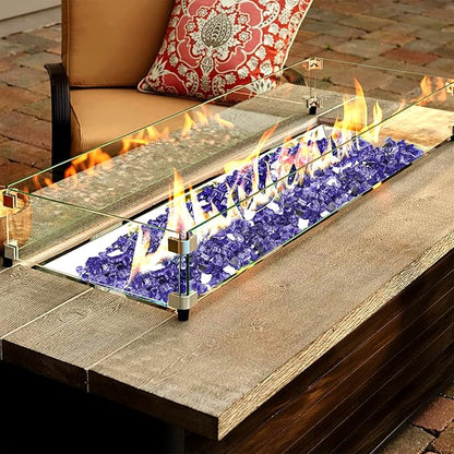 Onlyfire 10 lbs Fire Glass Rocks 1/2 Inch, Reflective Tempered Glass for Propane Fire Pit & Gas Fireplace, High Luster Firepit Glass Stones for Fire Table, Purple (Multicolor Options Available)