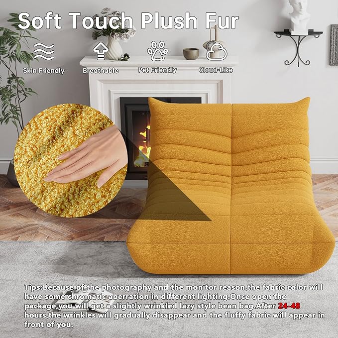 WHGBJA Bean Bag Chair for Adults, Lazy Bean Bag Sofa for Bedroom, Living Room, Reading, Gaming Floor Sofa Chair, Boneless, Comfy