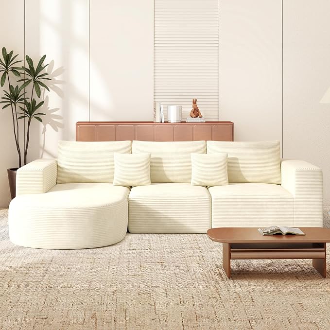 Boneless Couches for Living Room,Cloud Sectional Couch with L-Shape Chaise,Modern Modular Sofa with Deep Seat Upholstered Comfy Couches for Bedroom,No Assembly Required,1PCS