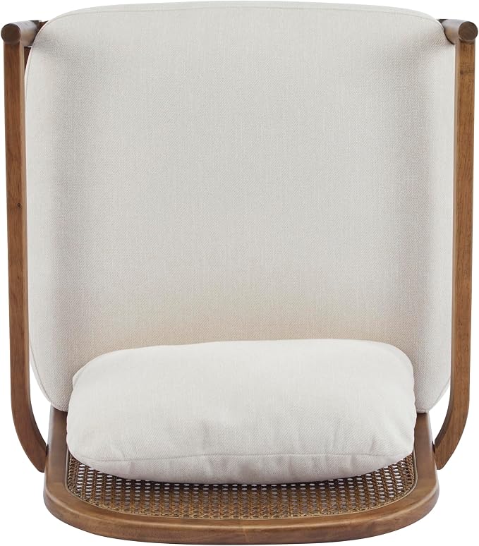 Christopher Knight Home Nadine Modern Club Chair Set of 2 with Cushion, Wooden Living Room Accent Chair with Rattan Open Back, Bedroom Comfy Reading Chair, Beige+Light Brown