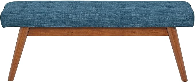 Amazon Basics Modern Haraden Upholstered Button-Tufted Bench, Blue, 16 x 44 x 17 in