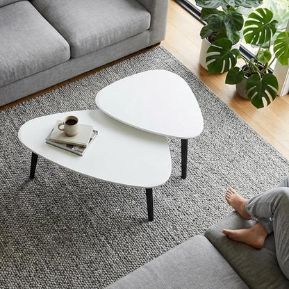 Nesting Coffee Table Set of 2-Mid Century Moder Coffee Table | Guitar Pick Stacking Tables with Solid Wood Legs,Small Coffee Tables for Small spaces,Living Room,Balcony