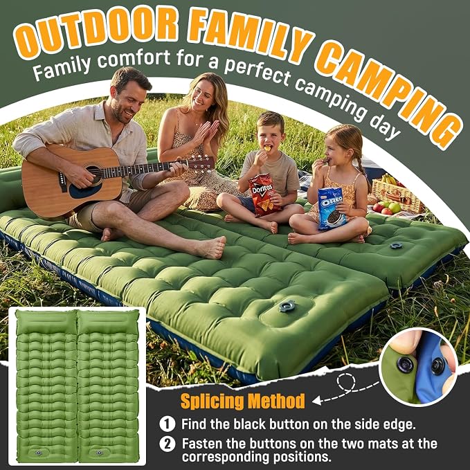 FUN PAC Camping Sleeping Pad,Ultralight Camping Mattress with Pillow, Built-in Foot Pump Inflatable Sleeping Pad Compact for Camping,Backpacking, Hiking,Traveling