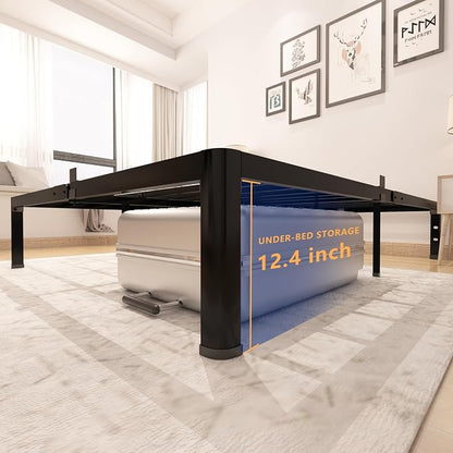 yookare King Platform Bed Frame,14" Heavy Duty Metal Mattress Foundation, Rounded Safety Corners & Recessed Legs,Mattress Retainers,Easy Assembly,Noise Free Steel Slat Support,No Box Spring Needed