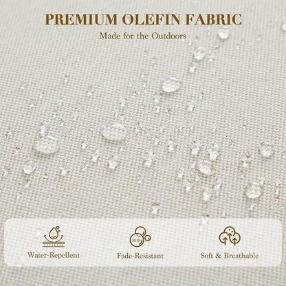 3 Piece Wicker Patio Bistro Set, All Weather Outdoor Conversation Set with Thick Washable Olefin Cushions, 2 Armchairs & Coffee Table for Backyard Deck Porch, Beige