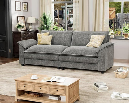 Homall 80" Modular Sectional Sofa, Loveseat Sofa Couch with Double-Layer Cushion, DIY Combination Chenille Deep 2-Seat Cloud Couch for Living Room, Apartment (Bright Grey, Loveseat Sofa)