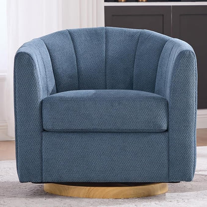 Swivel Barrel Chair Set of 2, 360 Degree Round Swivel Accent Chair for Living Room, Mid Century Modern Upholstered Accent Chair,Comfy Tufted Sofa Armchairs for Bedroom,Nursery,Chenille, Blue