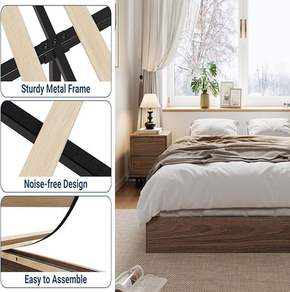 GarveeHome Twin Size Wood Platform Bed Frame, Wooden Bed Frame No Headboard, Wood Slat Support, No Box Spring Needed, Easy Assembly
