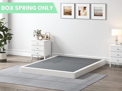 QEROMY 5 Inch Low Profile Box Spring, Sturdy Metal Frame Mattress Foundation, Easy Assembly, Quiet & Noise-Free, Queen Size