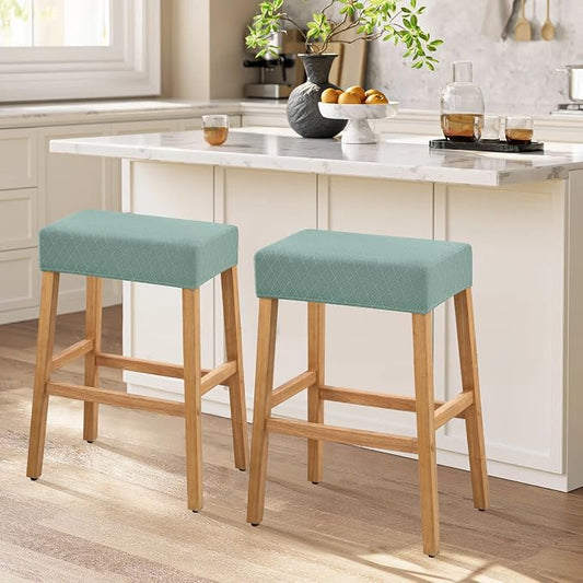 YISUN Stool Covers Rectangle - 2 Pack Stretch Waterproof Saddle Seat Cover Counter Bar Stools Bar Chairs Covers Kitchen Island Chairs Cushion Protector