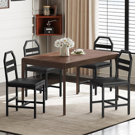 YATINEY Dining Chairs, Kitchen Chairs with Back Support, Upholstered Seat and Metal Legs, for Kitchen, Living Room, Black CY02L4BB