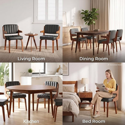 Dining Chairs Set of 2 with Hanging Armrest Black | Set of 2 luxury chairs featuring a unique table-hanging armrest design, perfect for modern, space-conscious homes