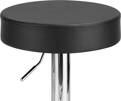 Finnhomy Bar Stools Set of 2 Modern PU Leather, Swivel Barstools with Footrest and Backless Round, Counter Height Adjustable Modern Counter stools for Kitchen, Black