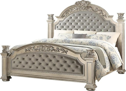First of a Kind Platinum Silver King 5 Piece Bedroom Set