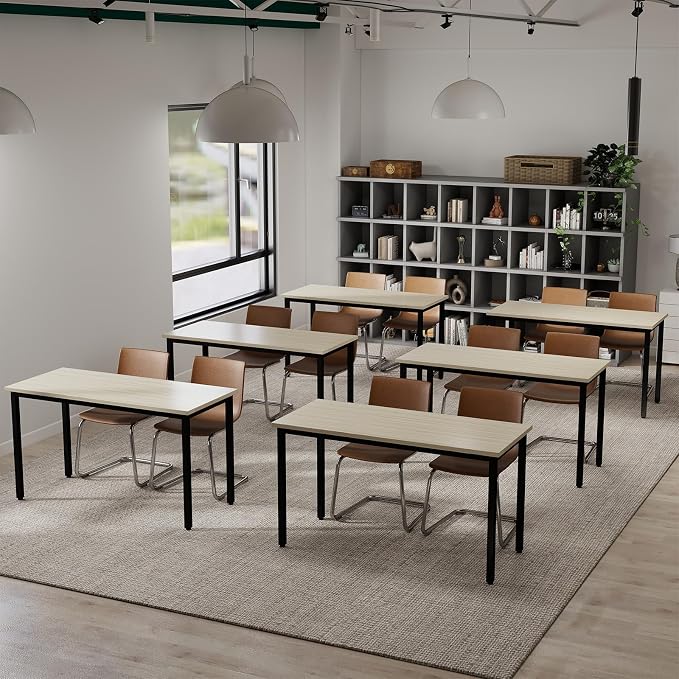 Bonzy Home Conference Tables 9ft Office Computer Desk for Meeting Room Study Writing Printer Podcast Table Save Space Design for 10 People Rustic Vintage Natural 4PCS 110.2"x47.2"x29.5"