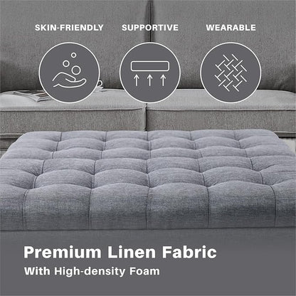 Redlife 35 Inch Large Square Storage Ottoman, Storage Ottoman Coffee Table with Lift Top Linen Ottomans Bench Square Footrest Oversized Upholstered Coffee Table for Living Room Bedroom (Dark Grey)