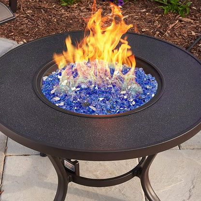 Mr. Fireglass 10 Pounds Fire Glass, 1/2 Inch High Luster Reflective Tempered Fire Glass Rocks for Fire Pit Fireplace and Landscaping, Cobalt Blue