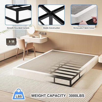 NHODIR 7 Inch Full Box Spring-Heavy Duty Metal Bed Foundation, Noise-Free & Tool-Free Easy Assembly,Mattress Support Base for Full Size Bed