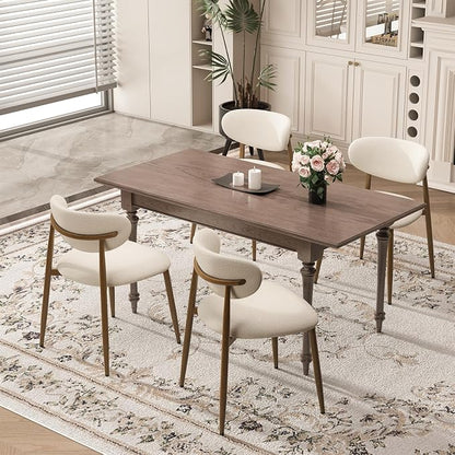 MALOL Dining Chairs Set of 6, Curved Back Kitchen Room Chairs with Metal Legs and Anti Slip Pads, Upholstered Dining Chair for Home and Restaurant, Beige