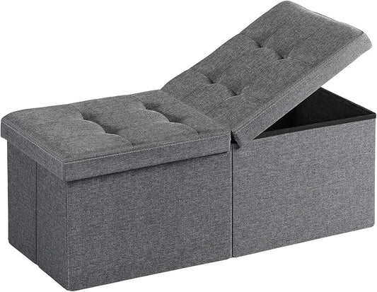 30-INCH Storage Ottoman Bench, Footrest with Storage, End of Bed Bench Coffee Table for Living Room, Bedroom, Entryway, Dark Gray