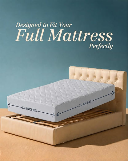 Quilted Fitted Mattress Pad, Full Mattress Protector Topper with Deep Pocket Stretches up to 16 Inches, Machine Washable Mattress Cover by Utopia Bedding (Light Grey)